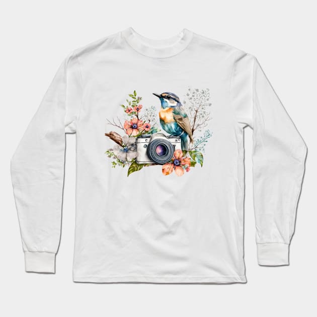 Spring Floral Camera Long Sleeve T-Shirt by bellofraya